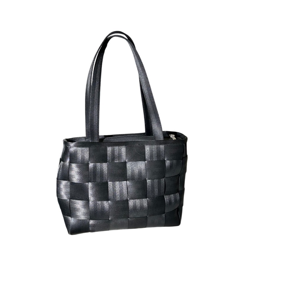 Harveys Seatbelt Bag Medium Tote Black Grey Checkered Woven Made in USA